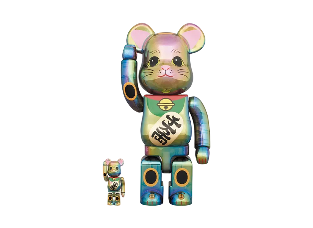 Bearbrick Maneki Neko Black Clear Plating 100％ & 400％