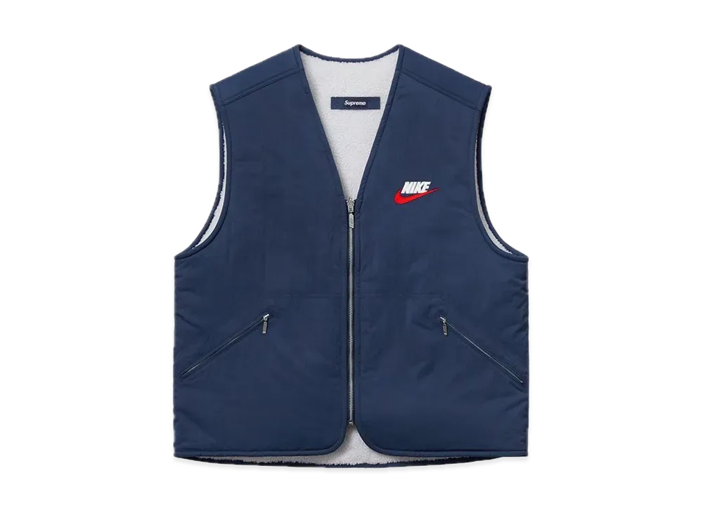 Supreme NIKE Reversible Nylon Sherpa Vest "Navy"