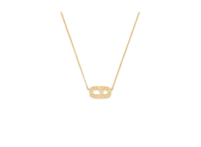 Dior CD Logo Rhinestone Necklace "Gold"