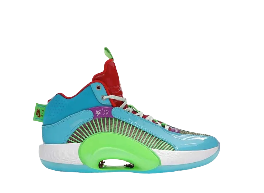 Nike GS Air Jordan XXXV Jayson Tatum Women In Power PE "Light Blue/Lime Red"