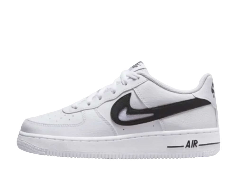 Nike GS Air Force 1 Low "Cut Out Swoosh White Black"