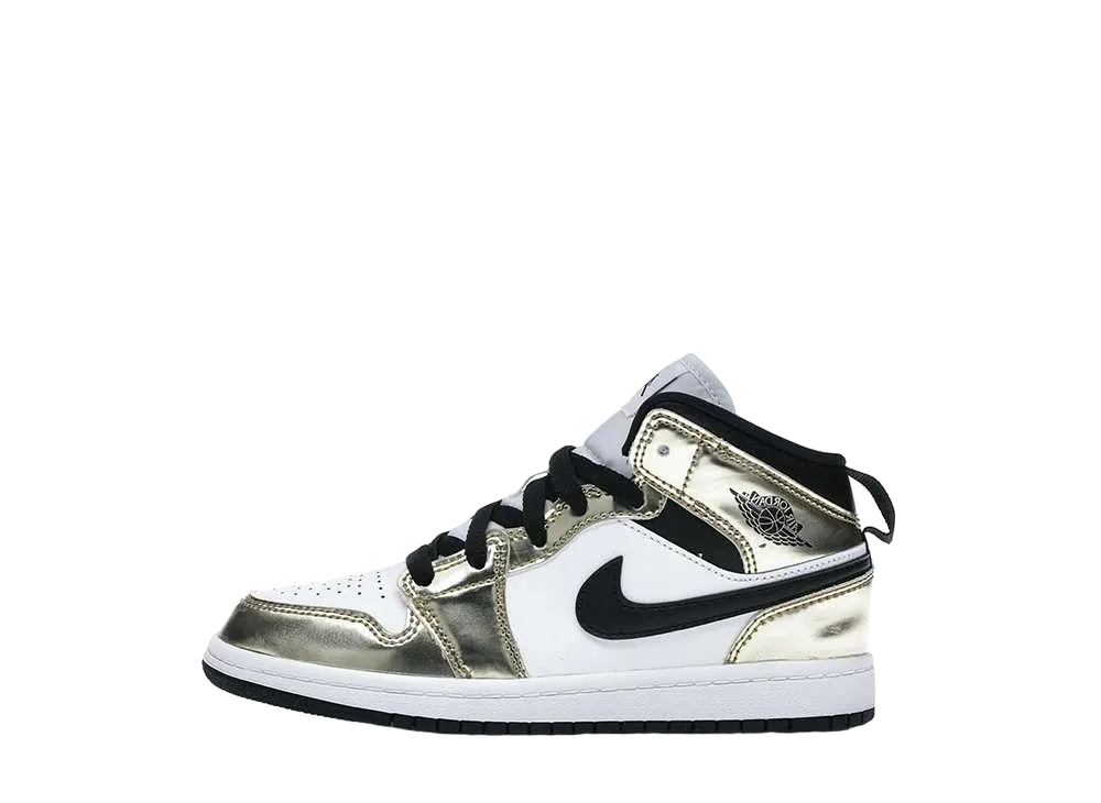 Nike PS Jordan 1 Mid "Metallic Gold/Black/White"