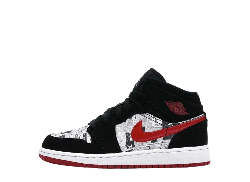【美品】NIKE AIR JORDAN 1 MID NEWSPAPER Jordan 1 Mid Newspaper Air Times Men's - 852542-061 - US