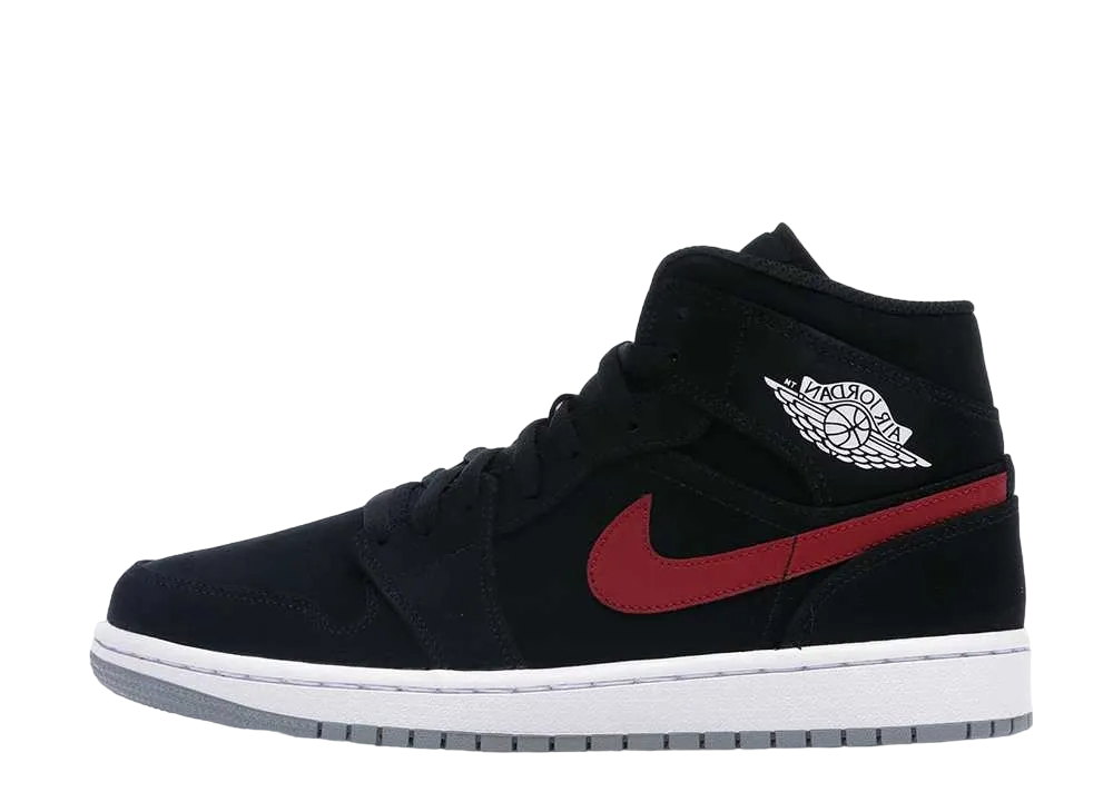 ナイキ エアジョーダン1 ミッド "ブラック/マルチカラースウッシュ"