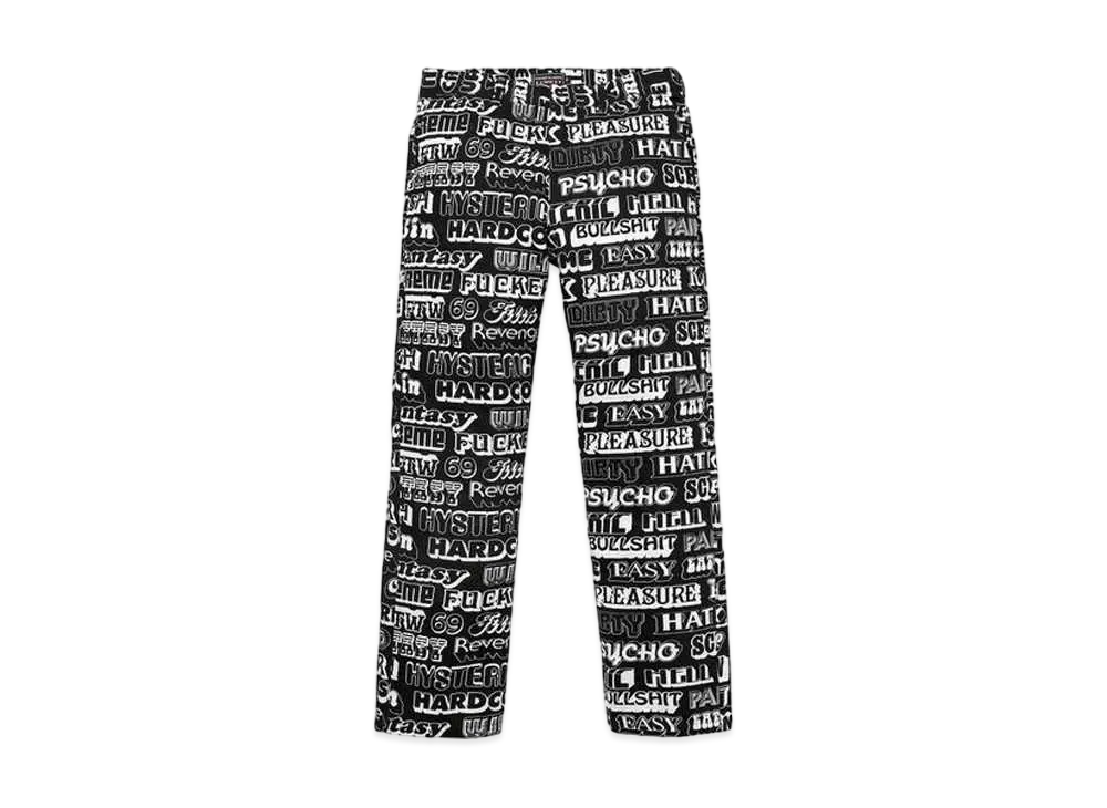 Supreme x HYSTERIC GLAMOUR Text Work Pant "Black"