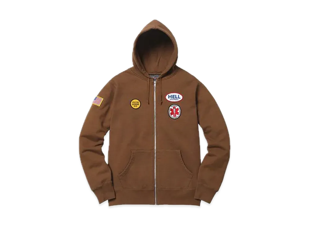 Supreme x HYSTERIC GLAMOUR Patches Zip Up Sweatshirt"Brown"
