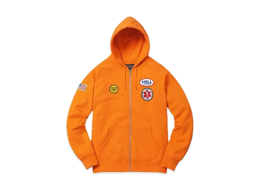 Supreme x HYSTERIC GLAMOUR Patches Zip Up Sweatshirt"Orange"