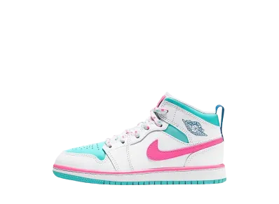 Nike PS Jordan 1 Mid "White/Pink Green Soar"