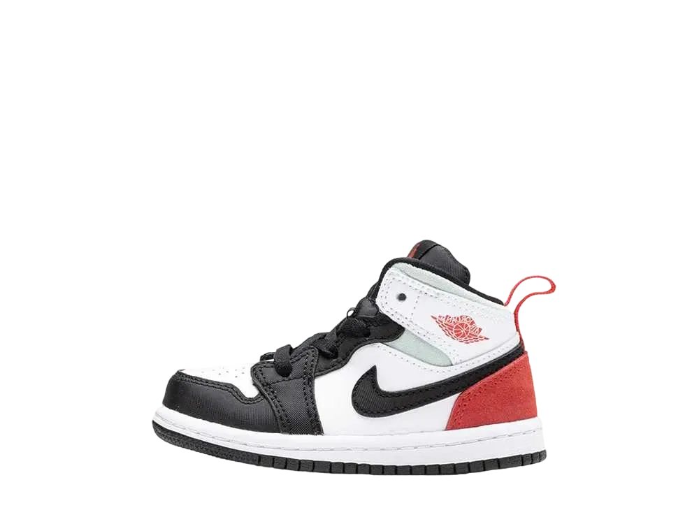 ナイキ TD エアジョーダン1 ミッド "ホワイト/ブラック/レッドスプルース"(キッズ)