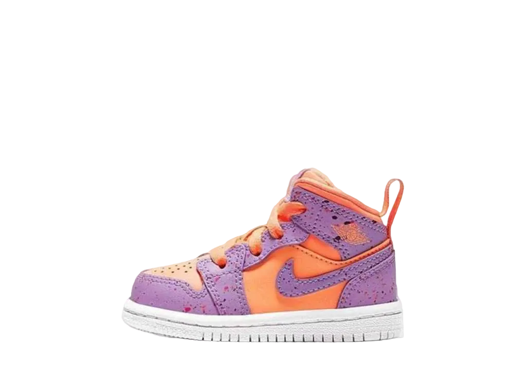 ナイキ TD エアジョーダン1 ミッド "ペイントスプラター/オレンジ/パープル"(キッズ)