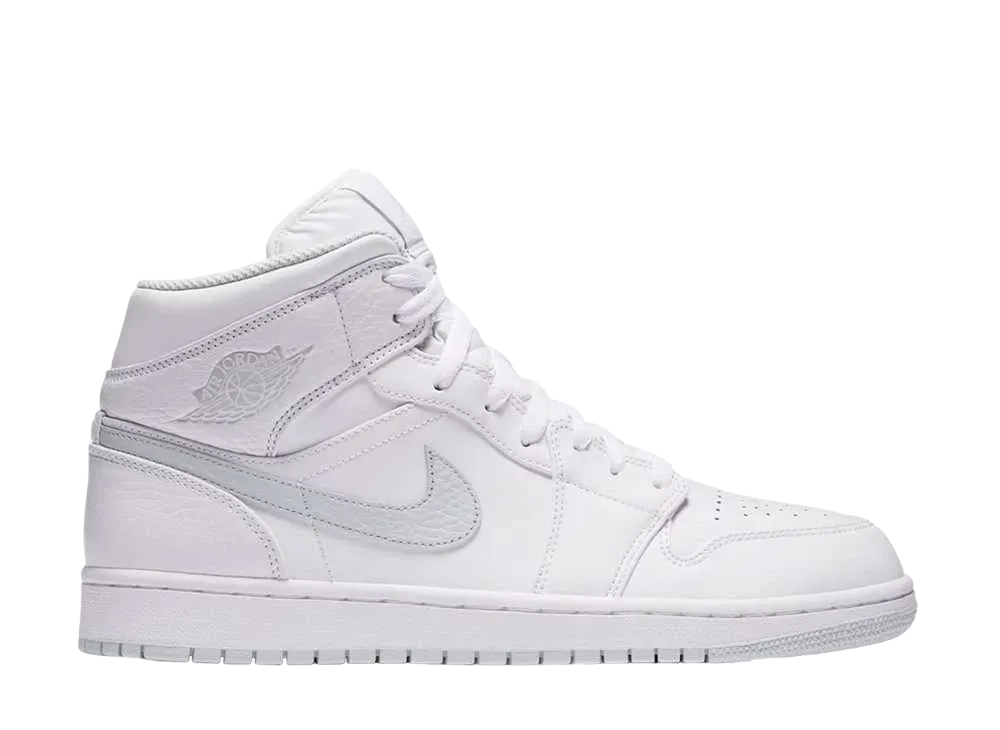 ナイキ エアジョーダン1 ミッド "ホワイト ピュア プラチナム スウッシュ"