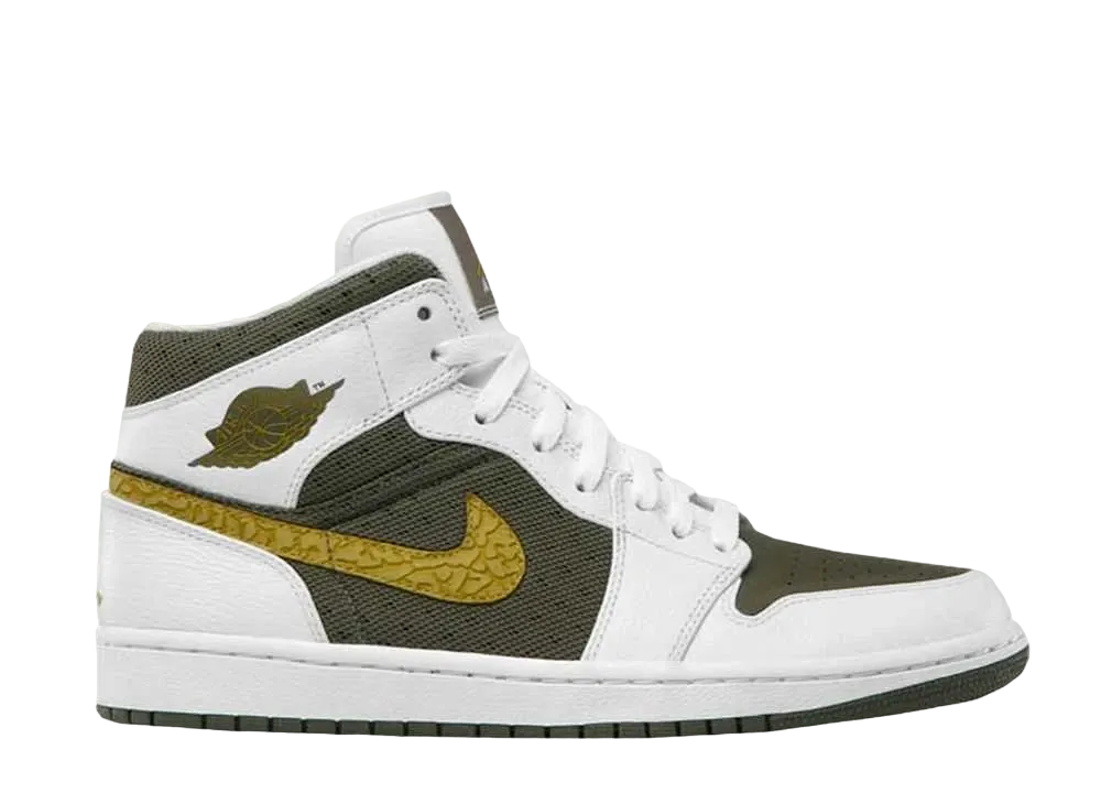 ナイキ エアジョーダン1 ファット ミッド "ホワイト ピート モス カーゴ カーキ"
