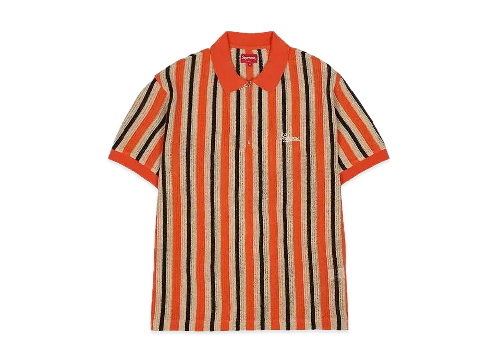 Supreme Open Knit Stripe Zip Polo "Orange"