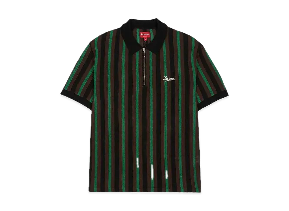 Supreme Open Knit Stripe Zip Polo "Black"