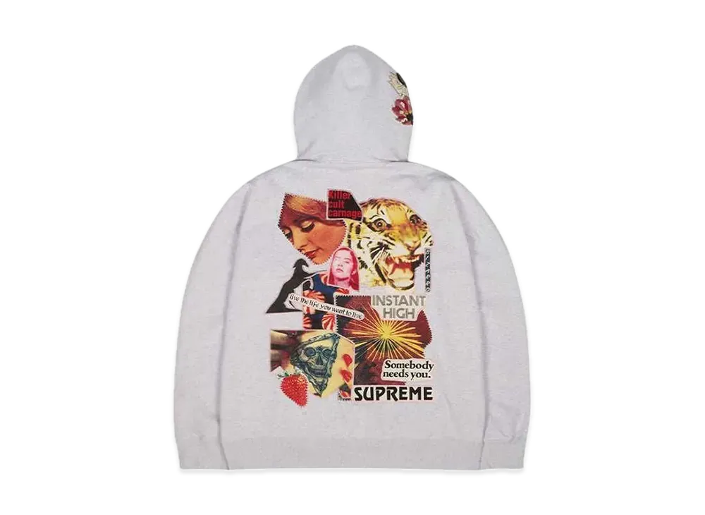 Supreme Instant High Patches Hooded Sweatshirt "Ash Grey"