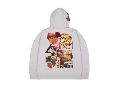 Supreme Instant High Patches Hooded Sweatshirt "Ash Grey"