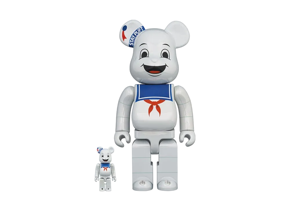 Bearbrick STAY PUFT MARSHMALLOW MAN WHITE CHROME Ver. 100% & 400%