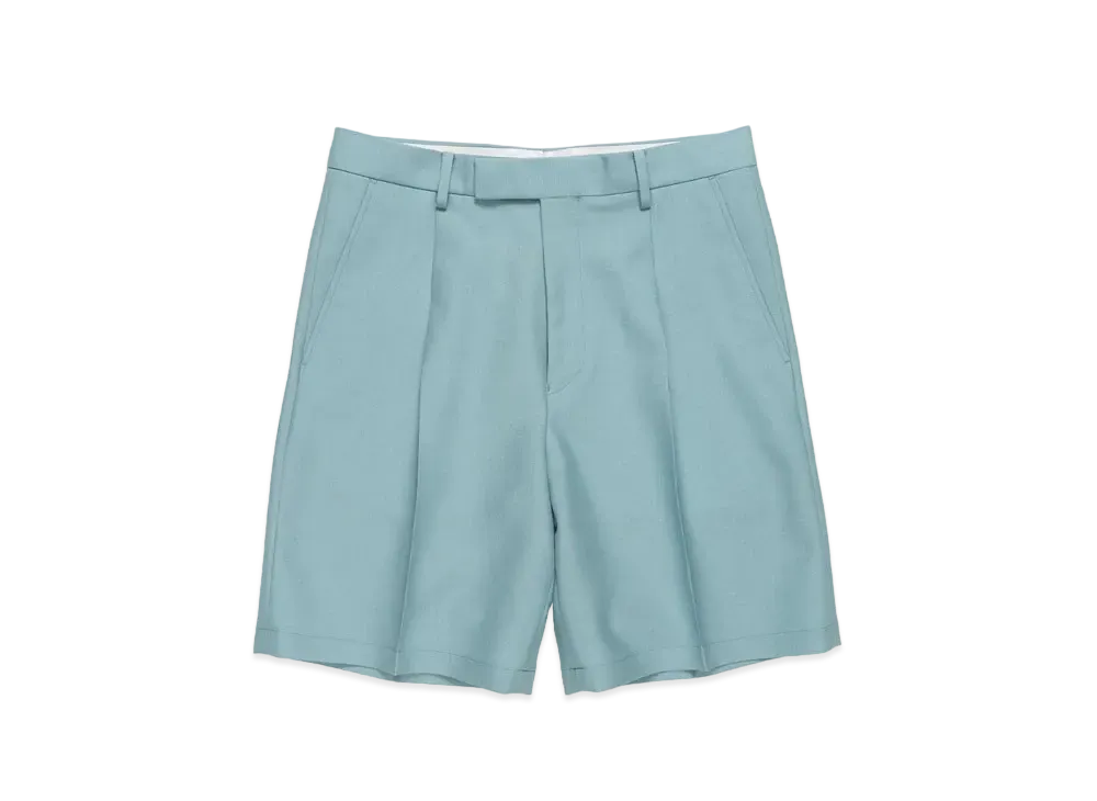 WACKO MARIA PLEATED SHORTS (IMPOET FABRIC / DOEMEUIL) "Light Blue"