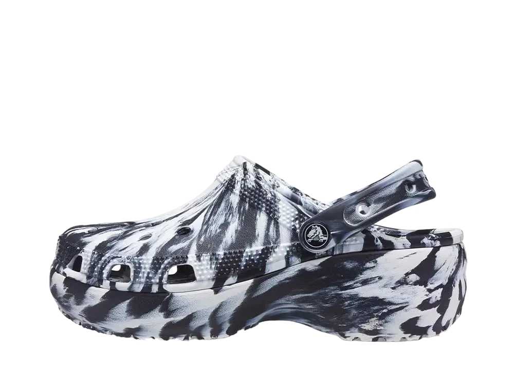 クロックス ウィメンズ クラシック プラットフォーム マーブル クロッグ "ブラック/ホワイト"