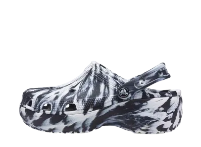 クロックス ウィメンズ クラシック プラットフォーム マーブル クロッグ "ブラック/ホワイト"