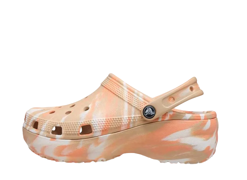 クロックス ウィメンズ クラシック プラットフォーム マーブル クロッグ "オレンジ/ホワイト"