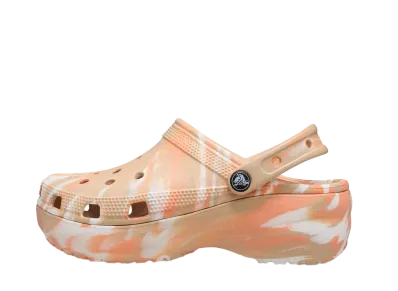 クロックス ウィメンズ クラシック プラットフォーム マーブル クロッグ "オレンジ/ホワイト"