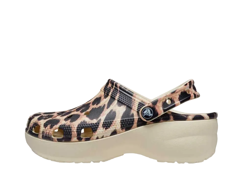 クロックス ウィメンズ クラシック プラットフォーム リミックス クロッグ "ボーン/レオパード"