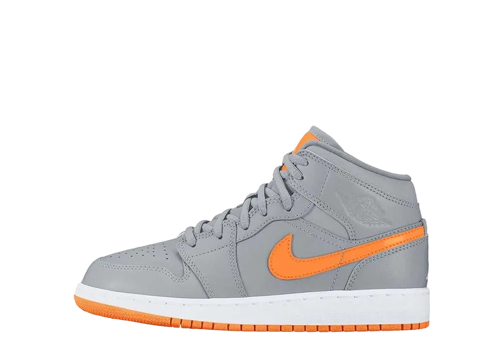 ナイキ GS エアジョーダン1 ミッド "ウルフ グレー ブライト シトラス"