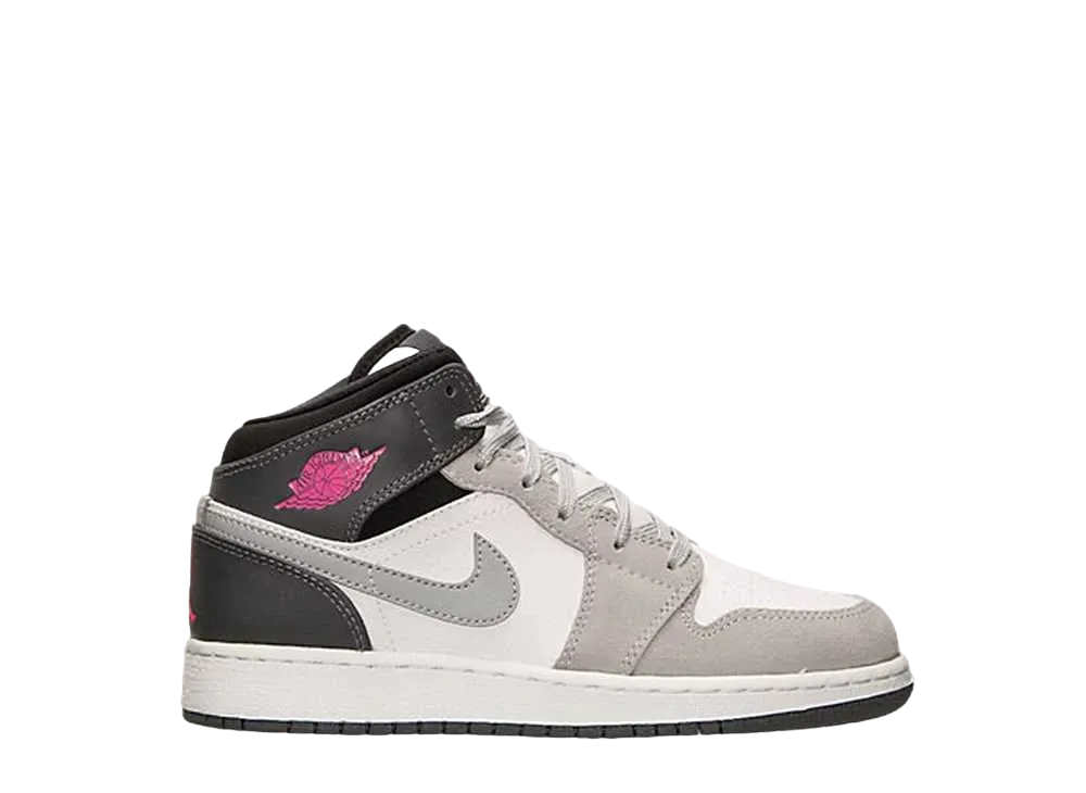 Nike GS Air Jordan 1 Mid "White Grey Hyper Pink"