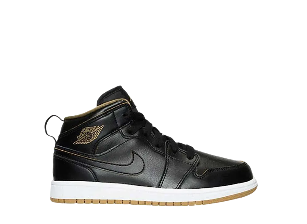Nike PS Jordan 1 Mid "Black/Metallic Gold"