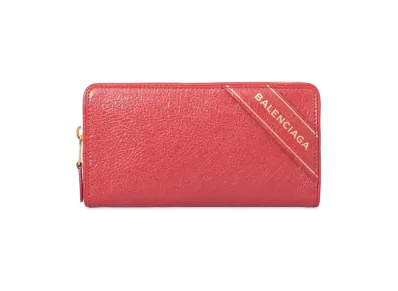 BALENCIAGA Logo Zip Around Wallet "Red"