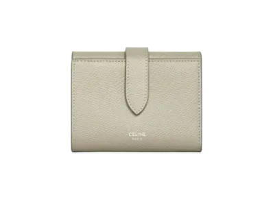 CELINE Fine Strap Wallet In Grained Calfskin "Green Cray"