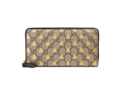 GUCCI GG Supreme Bee Zip Around Wallet "Beige"