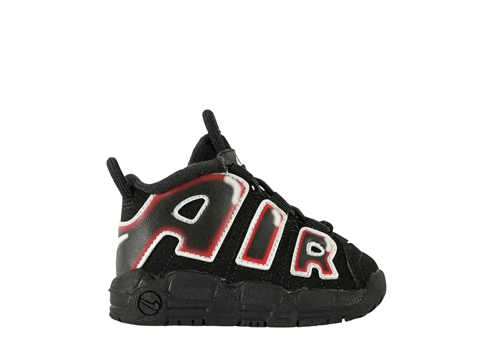 Nike TD Air More Uptempo 96 Spray Paint "Black/White/Laser Crimson"