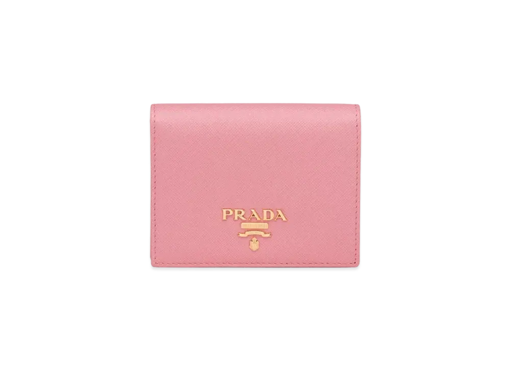 PRADA Small Saffiano Leather Wallet "Petal Pink/Peach"