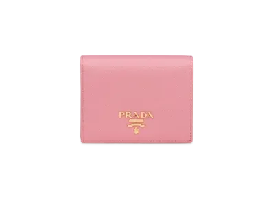 PRADA Small Saffiano Leather Wallet "Petal Pink/Peach"