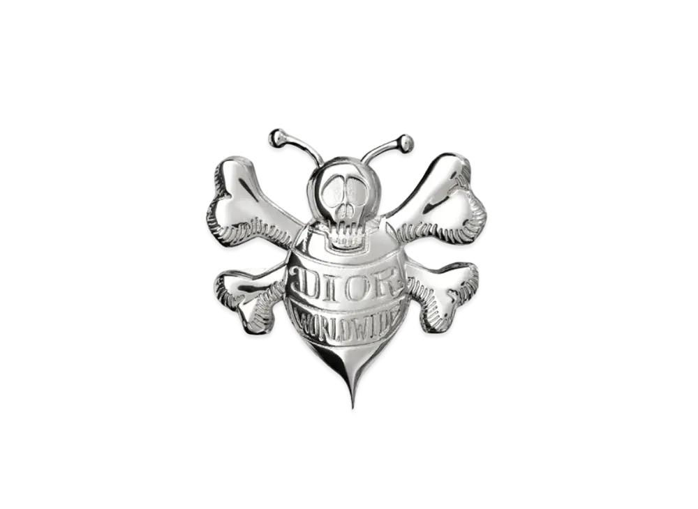 Dior x Shawn Stussy Silver-tone Brass Brooch "Silver"
