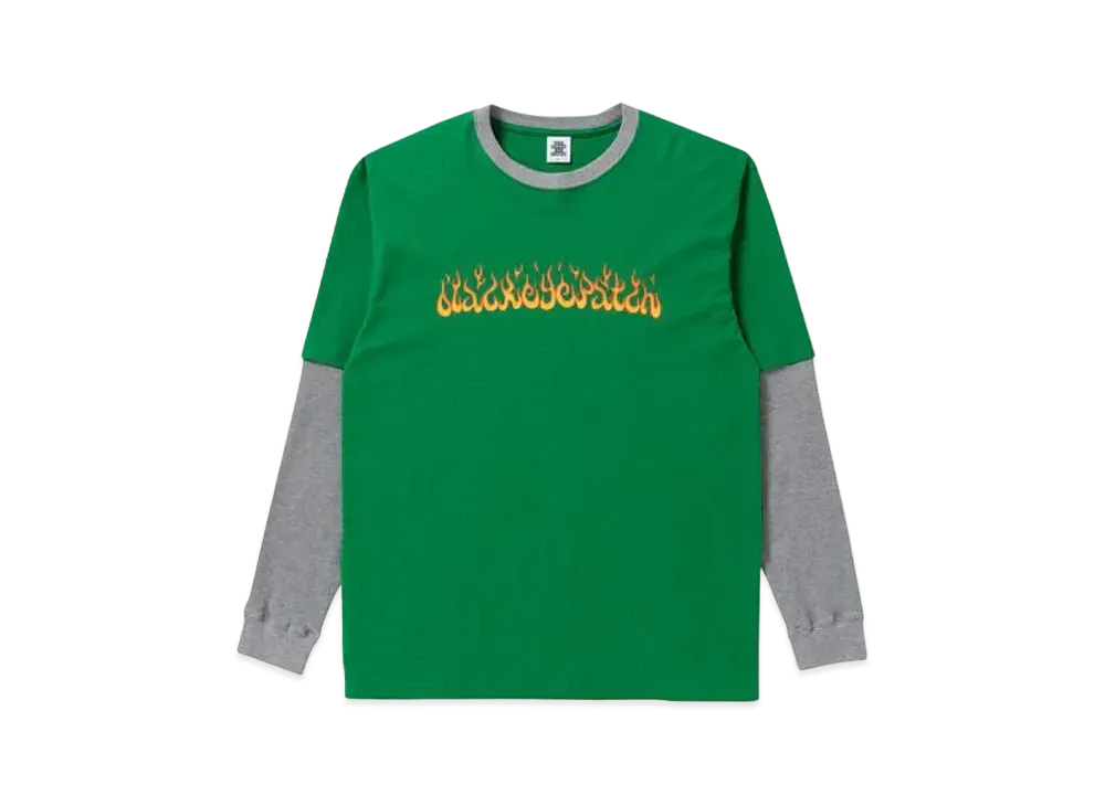 BlackEyePatch Flames Layered L/S Tee "Green"