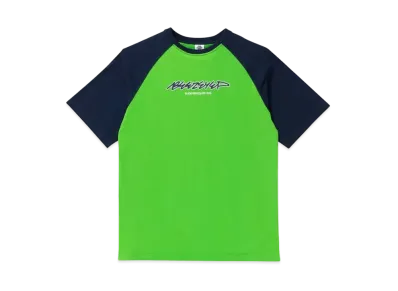 BlackEyePatch Beez-Eye-P Script Logo Raglan Tee "Navy/Green"
