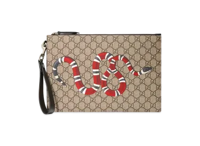 GUCCI Bestiary Pouch With Kingsnake "Beige/Ebony"
