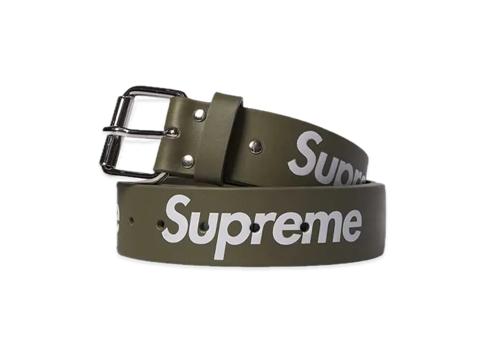 Supreme Repeat Leather Belt "Olive" (22SS)