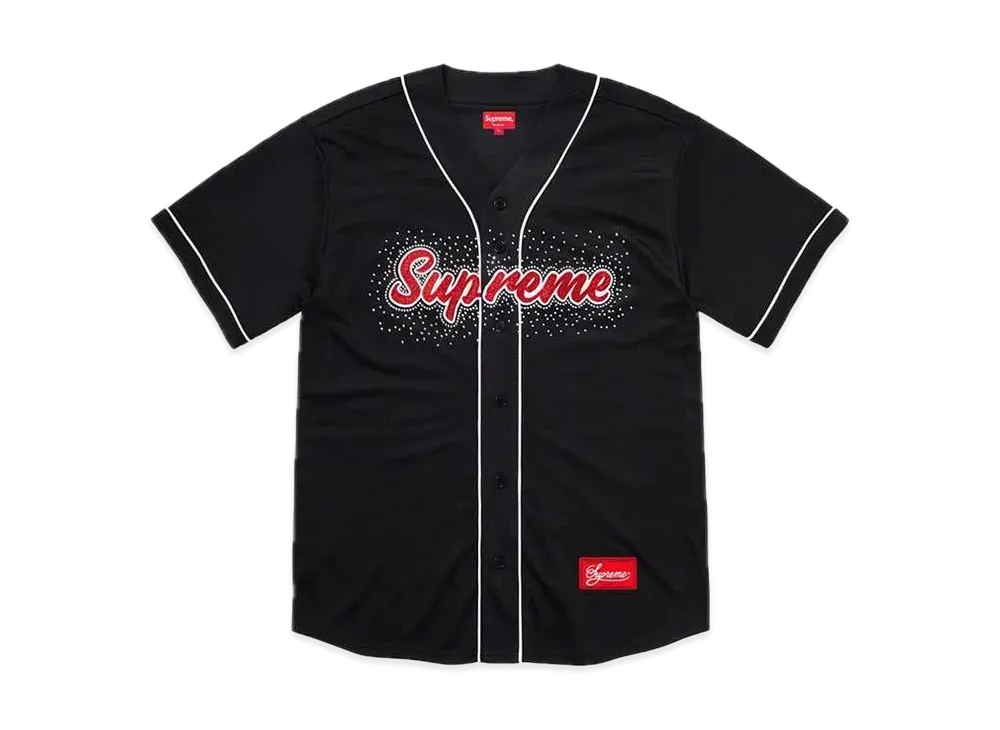 Supreme Rhinestone Baseball Jersey "Black"