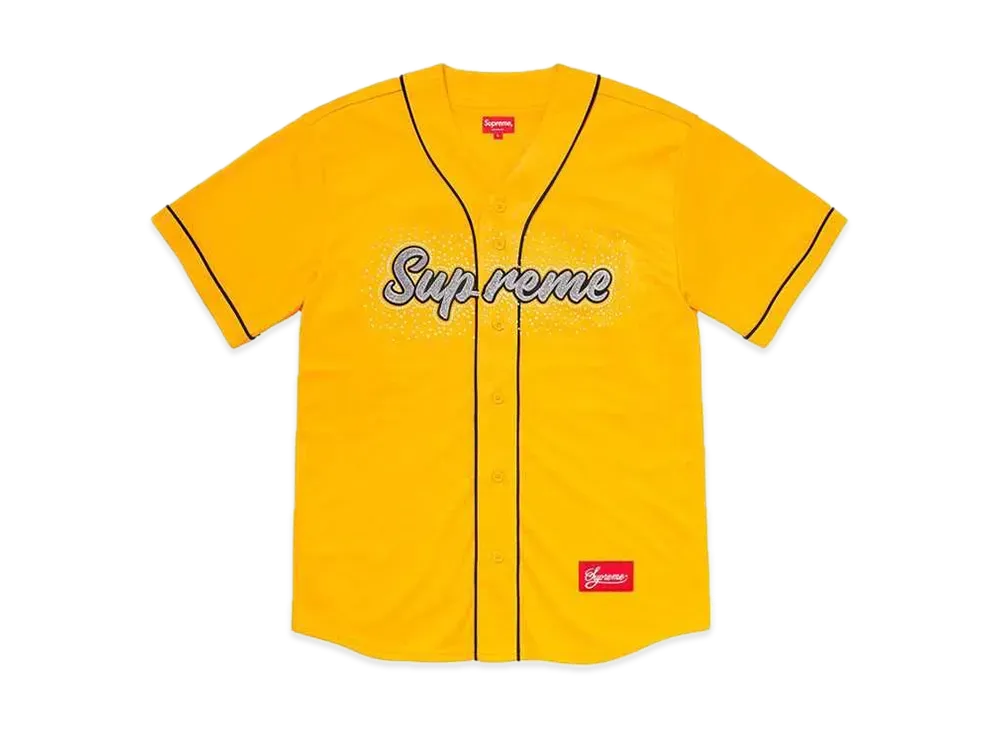 Supreme Rhinestone Baseball Jersey "Yellow"