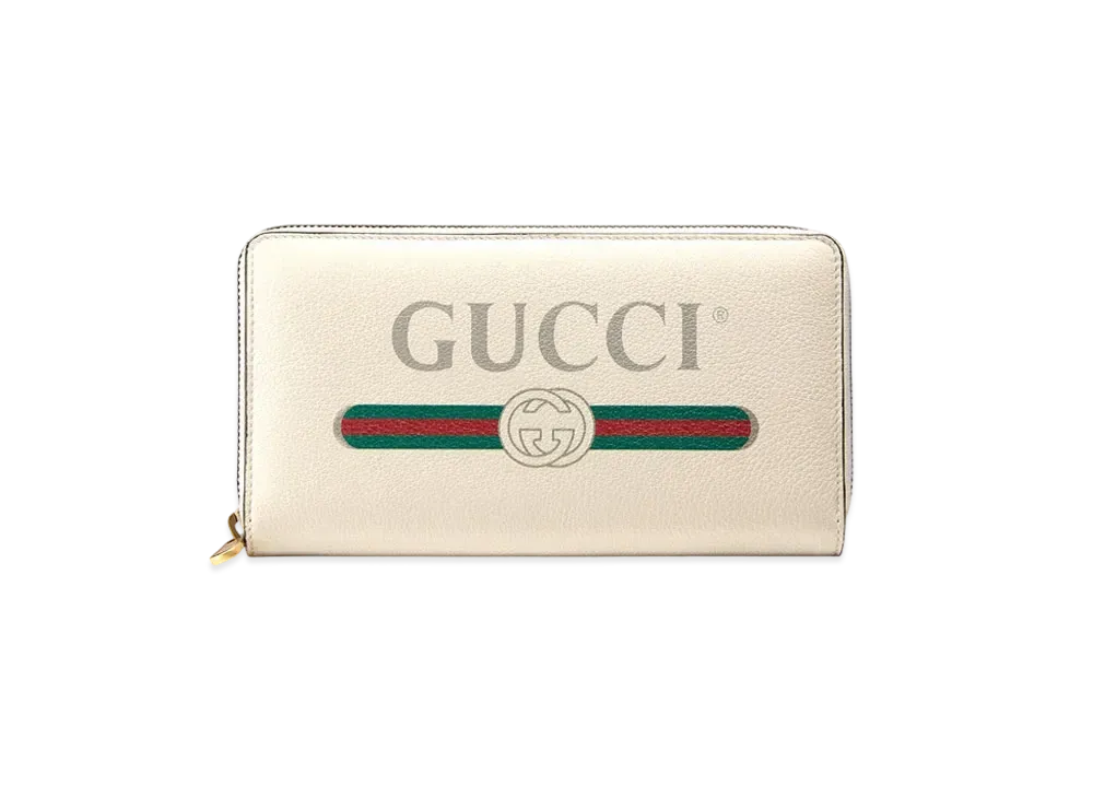 グッチ ヴィンテージ ロゴ プリント ジップアラウンドウォレット ”ホワイト" 496317 0GCAT 8820