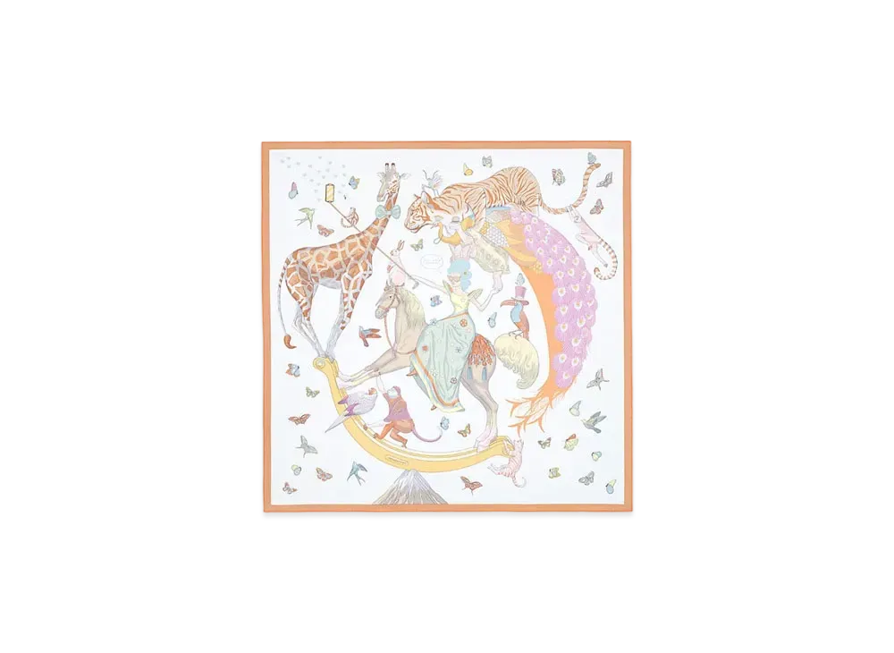 Hermes Hermes Story Scarf 90 "Blanc/Beige/Multicolore"