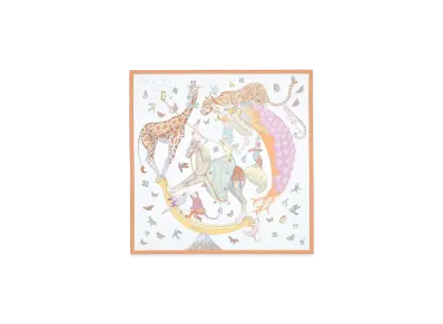 Hermes Hermes Story Scarf 90 "Blanc/Beige/Multicolore"