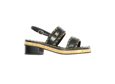 CHANEL Sandals Lambskin "Black"