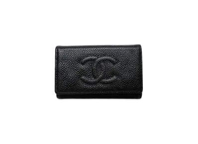 CHANEL Coco Mark Caviar Skin 6 Key Case "Black"