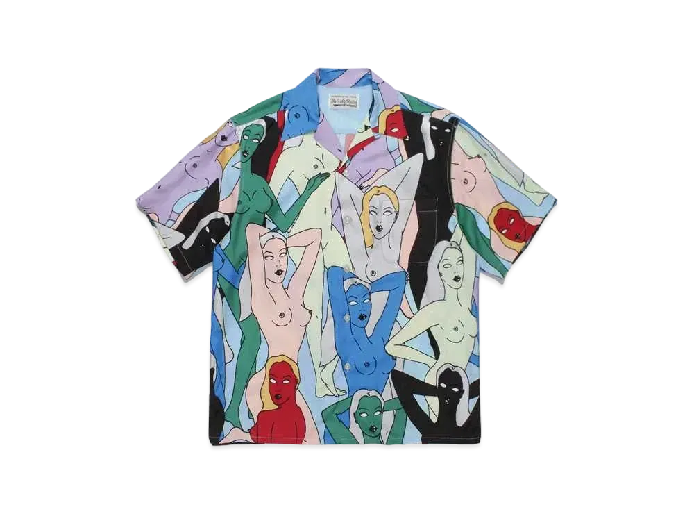 WACKO MARIA TENGOKUTOKYOHYAKUJOEZU HAWAIIAN SHIRT #1 "Blue"