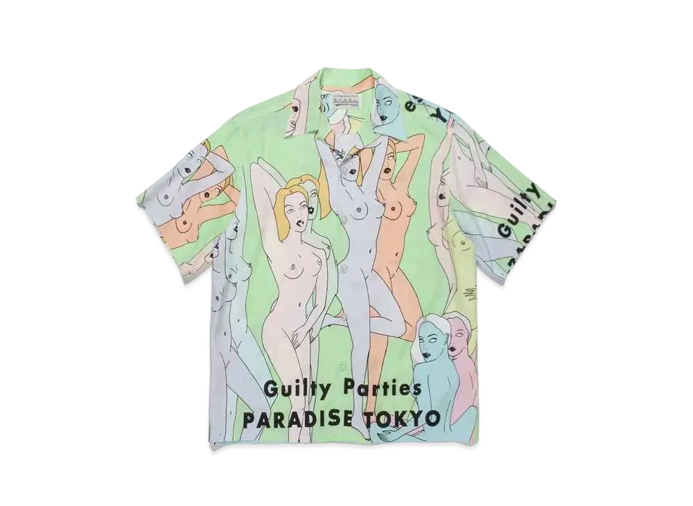 WACKO MARIA TENGOKUTOKYOHYAKUJOEZU HAWAIIAN SHIRT #2 "Light Green"